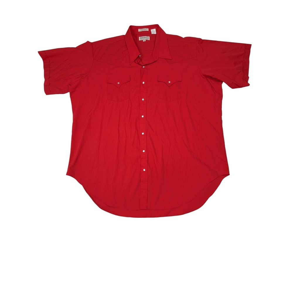 Sheplers Men's Casual Pearl snap Western Shirt Red Size 20 Tall‎